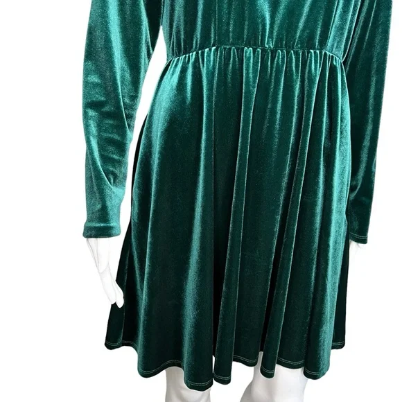 Hot Topic Velvet Green Long Sleeve Dress SM - Picture 3 of 8